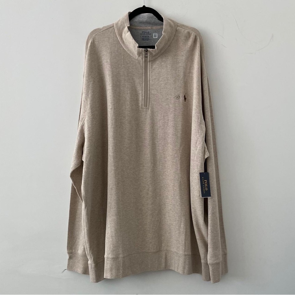 Men’s Polo Ralph Lauren Quarter Zip Cotton Blend Pullover Sweater Size 4XLT